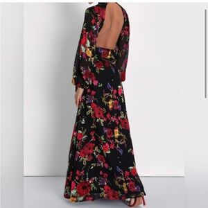Lulu's Black and Red Off the Shoulder Gown